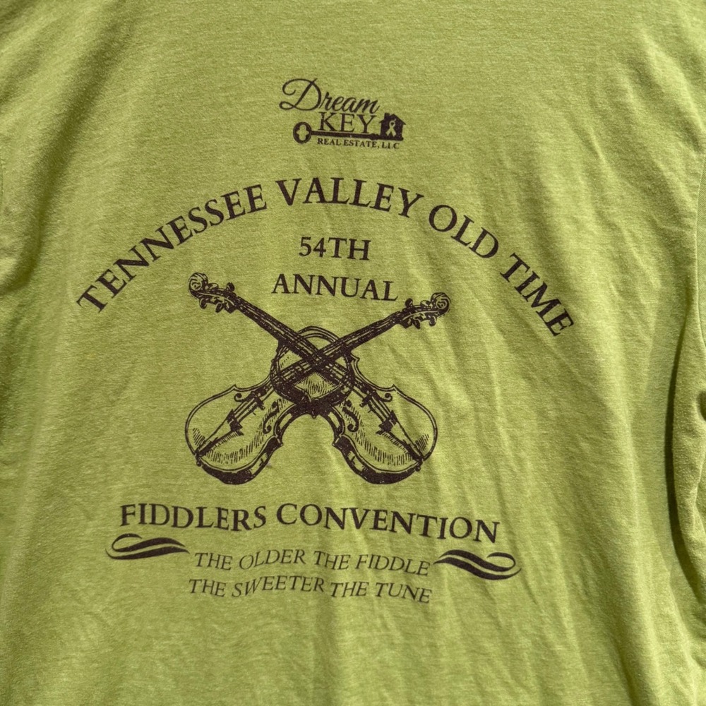 Tennessee Valley Old Time Fiddlers Convention T-Shirt Green Mens Medium Alabama